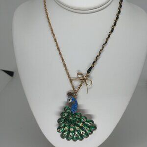 Betsy Johnson Stunning Vibrant Peacock Necklace